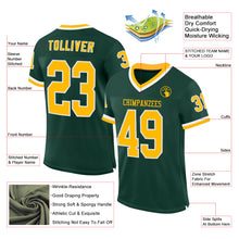 Load image into Gallery viewer, Custom Green Gold-White Mesh Authentic Throwback Football Jersey