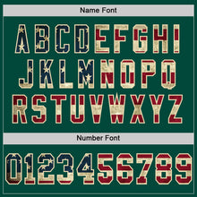 Load image into Gallery viewer, Custom Green Vintage USA Flag Cream-Red Mesh Authentic Throwback Football Jersey