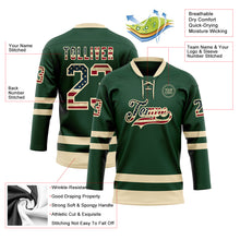 Load image into Gallery viewer, Custom Green Vintage USA Flag-Cream Hockey Lace Neck Jersey