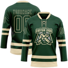 Load image into Gallery viewer, Custom Green Cream Hockey Lace Neck Jersey