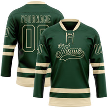 Load image into Gallery viewer, Custom Green Cream Hockey Lace Neck Jersey
