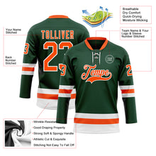 Load image into Gallery viewer, Custom Green Orange-White Hockey Lace Neck Jersey