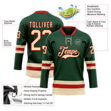 Load image into Gallery viewer, Custom Green Cream-Red Hockey Lace Neck Jersey