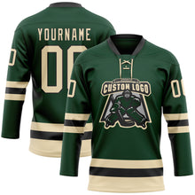 Load image into Gallery viewer, Custom Green Cream-Black Hockey Lace Neck Jersey