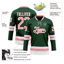 Load image into Gallery viewer, Custom Green Medium Pink-White Hockey Lace Neck Jersey
