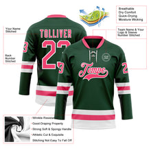 Load image into Gallery viewer, Custom Green Neon Pink-White Hockey Lace Neck Jersey