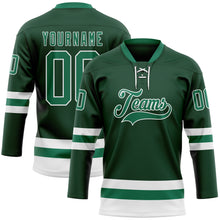 Load image into Gallery viewer, Custom Green Kelly Green-White Hockey Lace Neck Jersey