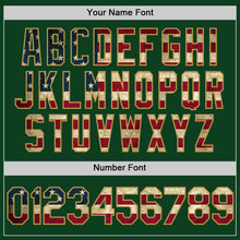 Load image into Gallery viewer, Custom Green Vintage USA Flag Old Gold-Black Authentic Throwback Baseball Jersey