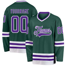 Load image into Gallery viewer, Custom Green Purple-White Hockey Jersey