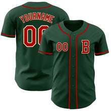Load image into Gallery viewer, Custom Green Red-Cream Authentic Baseball Jersey