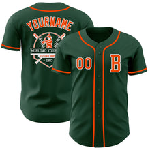 Load image into Gallery viewer, Custom Green Orange-White Authentic Baseball Jersey