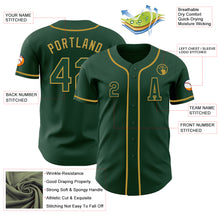 Load image into Gallery viewer, Custom Green Old Gold Authentic Baseball Jersey