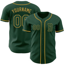 Load image into Gallery viewer, Custom Green Old Gold Authentic Baseball Jersey