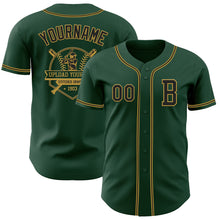 Load image into Gallery viewer, Custom Green Black-Old Gold Authentic Baseball Jersey