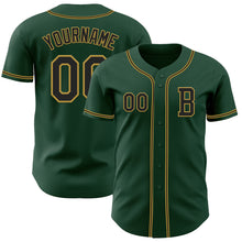 Load image into Gallery viewer, Custom Green Black-Old Gold Authentic Baseball Jersey