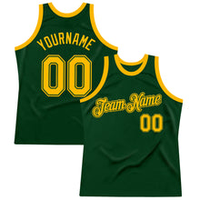 Load image into Gallery viewer, Custom Green Gold Authentic Throwback Basketball Jersey
