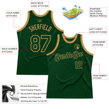 Load image into Gallery viewer, Custom Green Old Gold Authentic Throwback Basketball Jersey
