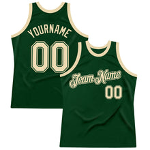 Load image into Gallery viewer, Custom Green Cream Authentic Throwback Basketball Jersey