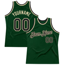 Load image into Gallery viewer, Custom Green Black-Cream Authentic Throwback Basketball Jersey
