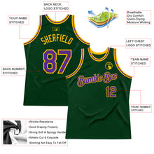 Load image into Gallery viewer, Custom Green Purple-Gold Authentic Throwback Basketball Jersey