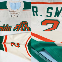 Load image into Gallery viewer, Custom Cream Orange-Kelly Green Hockey Lace Neck Jersey