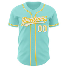 Load image into Gallery viewer, Custom Ice Blue White-Yellow Authentic Baseball Jersey