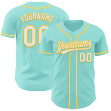Load image into Gallery viewer, Custom Ice Blue White-Yellow Authentic Baseball Jersey