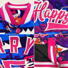 Load image into Gallery viewer, Custom Graffiti Pattern Pink-White Words 3D Bomber Full-Snap Varsity Letterman Jacket