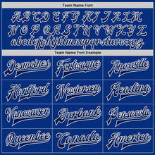 Load image into Gallery viewer, Custom Royal Navy-White Bomber Full-Snap Varsity Letterman Jacket