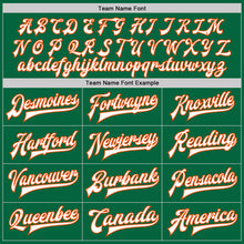 Load image into Gallery viewer, Custom Kelly Green White-Orange Bomber Full-Snap Varsity Letterman Jacket