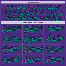 Load image into Gallery viewer, Custom Purple Teal-Black Bomber Full-Snap Varsity Letterman Jacket