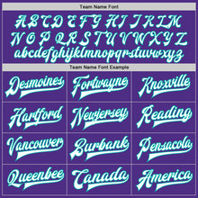 Load image into Gallery viewer, Custom Purple White-Aqua Bomber Full-Snap Varsity Letterman Jacket