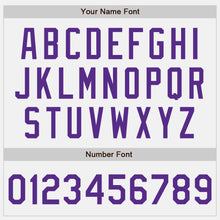 Load image into Gallery viewer, Custom White Purple Pinstripe Purple Bomber Full-Snap Varsity Letterman Jacket