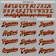 Load image into Gallery viewer, Custom Gray Black-Orange Bomber Full-Snap Varsity Letterman Two Tone Jacket