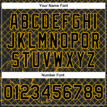 Load image into Gallery viewer, Custom Black Gold Check And Tiger 3D Pattern Design Bomber Full-Snap Varsity Letterman Jacket