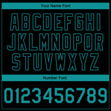 Load image into Gallery viewer, Custom Black Teal 3D Pattern Design Bomber Full-Snap Varsity Letterman Jacket