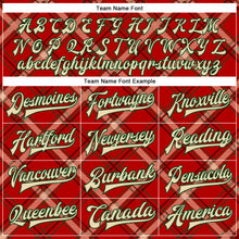 Load image into Gallery viewer, Custom Red Cream-Green Check Board 3D Pattern Design Bomber Full-Snap Varsity Letterman Jacket