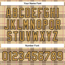 Load image into Gallery viewer, Custom City Cream Old Gold Black-Light Pink Check Board 3D Pattern Design Bomber Full-Snap Varsity Letterman Jacket