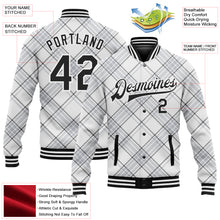 Load image into Gallery viewer, Custom White Black Check Board 3D Pattern Design Bomber Full-Snap Varsity Letterman Jacket
