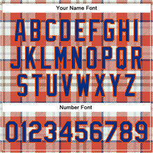Load image into Gallery viewer, Custom Orange Royal-White Check Board 3D Pattern Design Bomber Full-Snap Varsity Letterman Jacket
