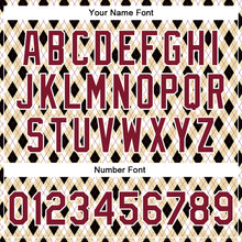 Load image into Gallery viewer, Custom City Cream Crimson-Black Check Board 3D Pattern Design Bomber Full-Snap Varsity Letterman Jacket