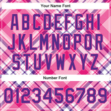 Load image into Gallery viewer, Custom Light Pink Purple-Pink Check Board 3D Pattern Design Bomber Full-Snap Varsity Letterman Jacket