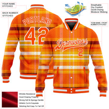 Load image into Gallery viewer, Custom Orange White Check Board 3D Pattern Design Bomber Full-Snap Varsity Letterman Jacket