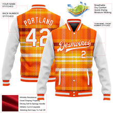 Load image into Gallery viewer, Custom Orange White Check Board 3D Pattern Design Bomber Full-Snap Varsity Letterman Jacket