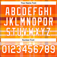 Load image into Gallery viewer, Custom Orange White Check Board 3D Pattern Design Bomber Full-Snap Varsity Letterman Jacket