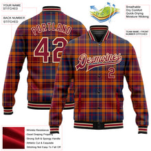 Load image into Gallery viewer, Custom Crimson Cream Black-City Cream Classic Western Plaid 3D Pattern Design Bomber Full-Snap Varsity Letterman Jacket