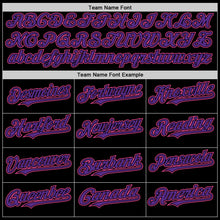 Load image into Gallery viewer, Custom Black Purple-Pink Bomber Full-Snap Varsity Letterman Hoodie Jacket
