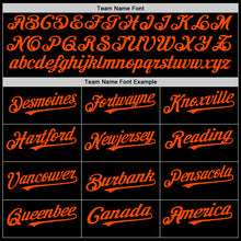 Load image into Gallery viewer, Custom Black Orange Bomber Full-Snap Varsity Letterman Hoodie Jacket