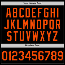 Load image into Gallery viewer, Custom Black Orange Bomber Full-Snap Varsity Letterman Hoodie Jacket