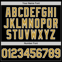 Load image into Gallery viewer, Custom Black Old Gold-White Bomber Full-Snap Varsity Letterman Hoodie Jacket